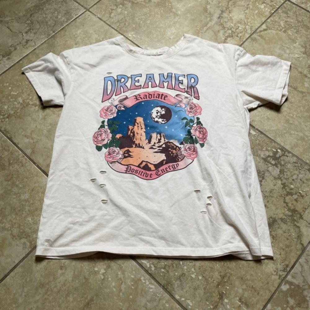 Recycled Threads Dreamer‎ Graphic T-Shirt Distressed Short Sleeve XL